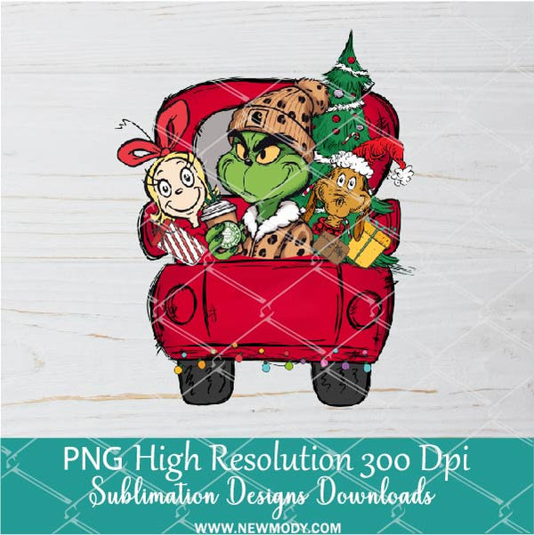 Grinch Christmas Truck PNG, Drink Drank Drunk Sublimation transfer