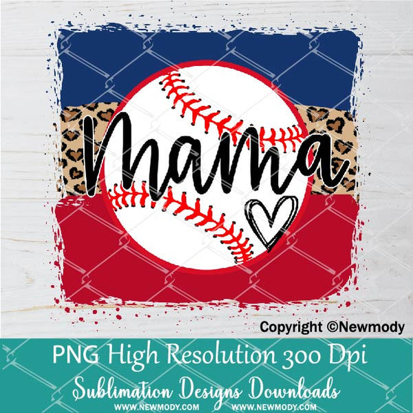 Baseball mama PNG  Heart Leopard baseball sublimation designs Hand Drawn  PNG