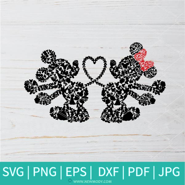 Mickey and Minnie Heart Tails  SVG - Mickey Mouse SVG -Minnie Mouse SVG