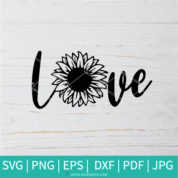 Sunflower Love SVG - Flower Monogram SVG - Frame SVG