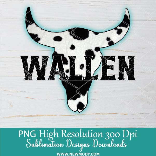 Retro Wallen Bull Skull PNG Wallen Bull Skull Distressed PNG 