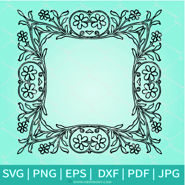 Free Rose Square Frame Design 3 SVG Cut File