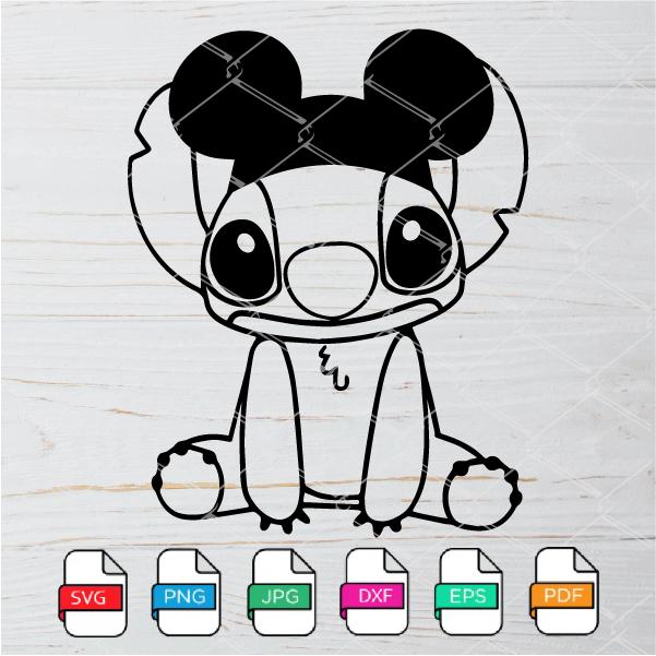 Mickey Mouse Ears Lilo and Stitch Disney Cartoon Wall Sticker Art