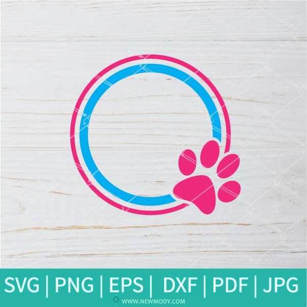 Paw Tracks SVG - Paw Split Monogram Frame Svg- Cats Svg - Dog Svg
