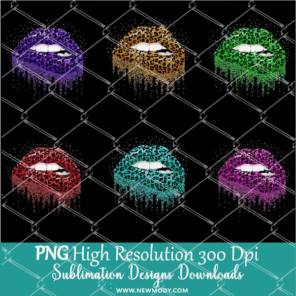 Leopard Glitter Lips Bite Purple Dripping - Digital Download Sublimation  Design, PNG Files