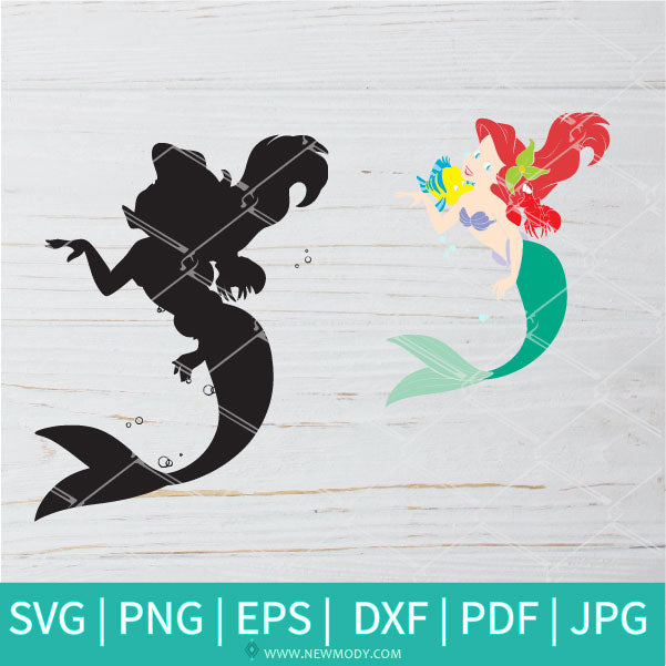 little mermaid flounder silhouette