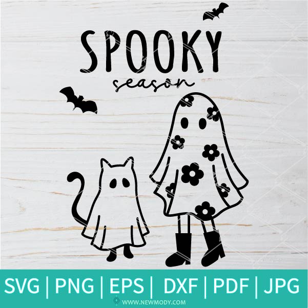 Spooky season with Cat SVG-PNG-Halloween SVG-Ghost SVG-SVG Cut