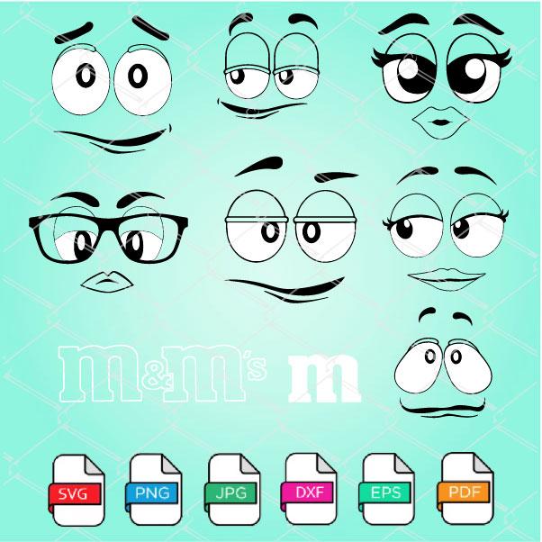 M&M Characters Digital Files SVG I MM Candy I M and M Ornament Files I Face  SVG I Laser I Cricut I Silhouette (*) I Glowforge